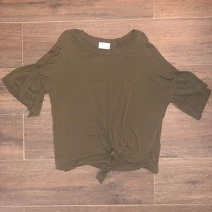 Olive Tee with Front Tie